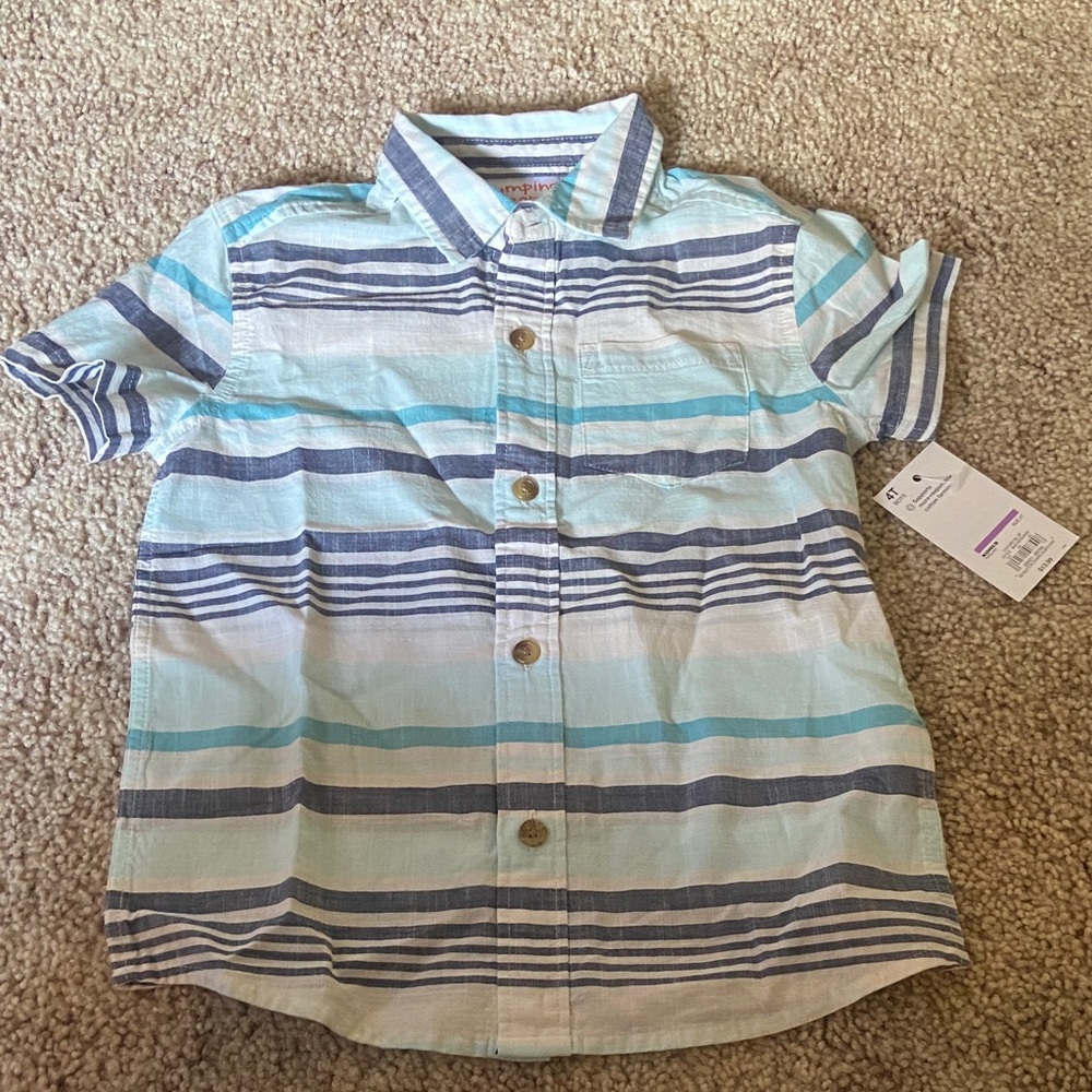 Jumping Beans Blue and White Striped Button Down Shirt